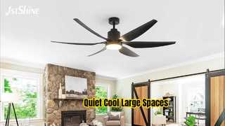 Schwarzer 66-Zoll-Deckenventilator mit leisem Gleichstrommotor und LED-Licht