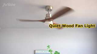 Leiser Deckenventilator aus Holz mit Licht