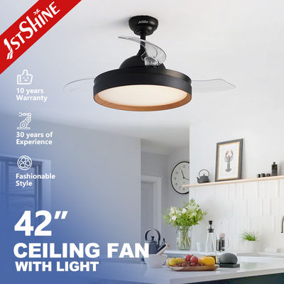 kaufen Flush-montierte einziehbare Deckenventilator mit Licht 3 Farbe Dimmbare LED-Licht Online-Herstellung