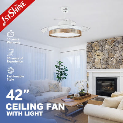 kaufen 6-Gang moderner, einziehbarer Deckenventilator mit 3-farbigem LED-Licht Online-Herstellung