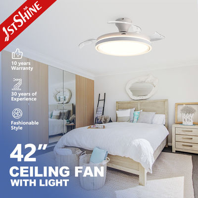 kaufen Flush-montierte einziehbare Deckenventilator mit Licht 3 Farbe Dimmbare LED-Licht Online-Herstellung