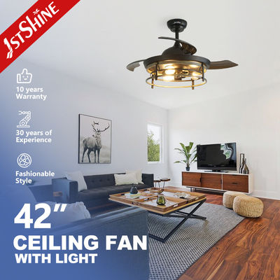 kaufen 42 Zoll unsichtbare Blatt-Deckenlüfter-Bauernhaus-Art mit Licht Online-Herstellung