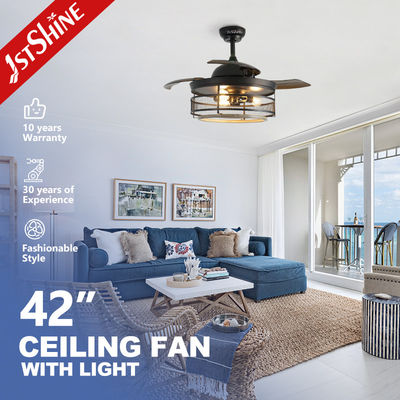 kaufen 42 Zoll Deckenventilator Schwarz mit versteckten Flügeln und Fernbedienung LED-Licht Online-Herstellung