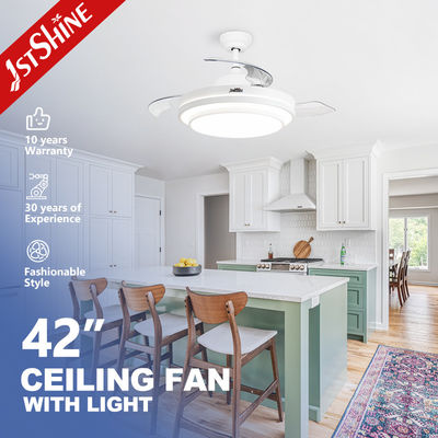 kaufen Schlafzimmer Rückziehbare Deckenventilator mit Licht 3 Farbe Dimmbare LED-Licht Fernbedienung Online-Herstellung
