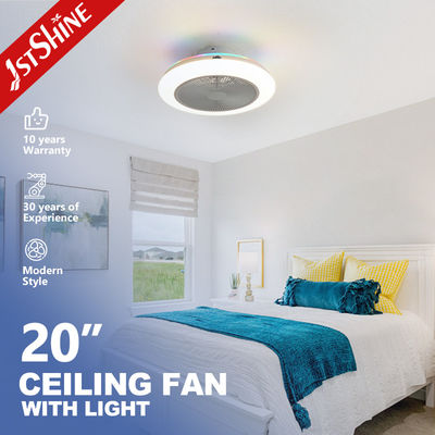 Home Office 20-Zoll-LED-Deckenventilator mit Fernbedienung und RGB-Mehrfarbigen Licht versteckten Klingen
