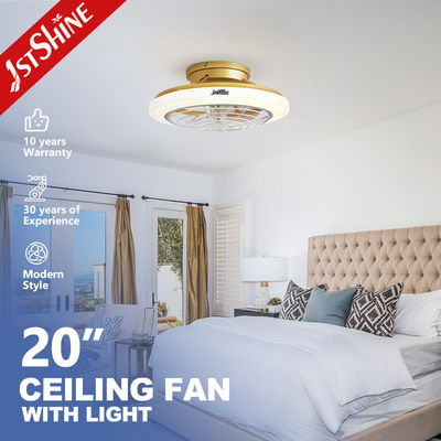 1stshine 20 Zoll Low Profile Gold Deckenventilator mit LED-Licht und Wandsteuerung