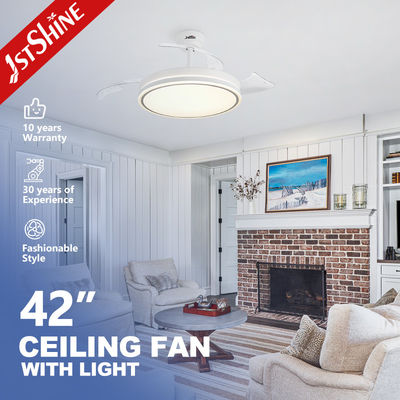 1stshine LED-Deckenventilator mit einziehbaren Klingen und Fernbedienung 3 Farben LED-Licht