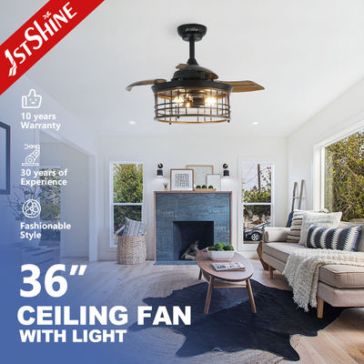 Guter Preis LED-Lichtquelle 36-Zoll-Deckenventilator mit einziehbaren Klingen und 100% Kupfermotor Online