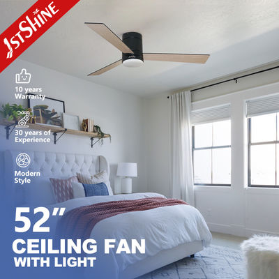 Fancy Holzblätter Low Profile Deckenventilator mit Fernbedienung und 3 Farben LED-Licht
