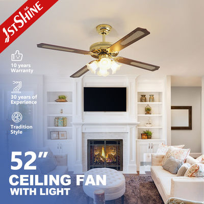 Fancy Luxus 52 Zoll Deckenventilator mit 4 MDF-Klingen und 4 Licht-Kits in Gold Finish