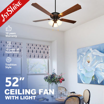 52 Zoll traditioneller LED-Deckenventilator mit 5 MDF-Klingen und Lichtlösungsservice