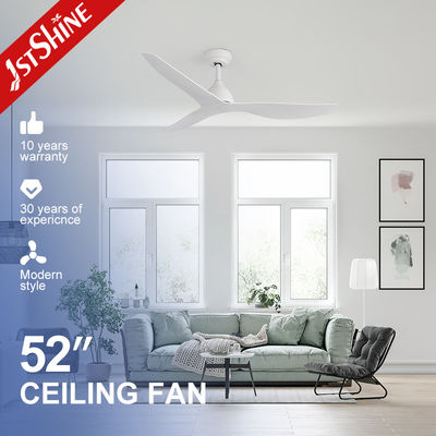 52 Zoll geräuscharmer DC-Motor Kunststoff-Weißdeckenventilator ohne Licht