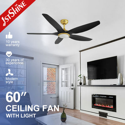 Luxus-Villa Schwarzgold-Deckenventilator mit LED-Licht 230v 6 Geschwindigkeit