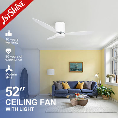 52-Zoll-Deckenventilator aus Kunststoff mit Timer, weißer, moderner, flacher LED-Deckenventilator