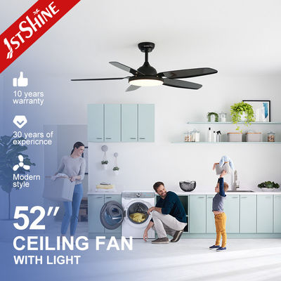 52 Zoll schwarze ABS-Klingen 6 Geschwindigkeiten Fernbedienung LED Deckenventilator Licht mit Kupfermotor