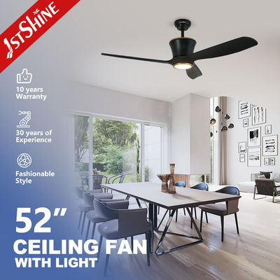 Rein Kupfer DC-Stromquelle Schwarze Holzblätter LED-Deckenventilator mit 3 Farben Beleuchtung