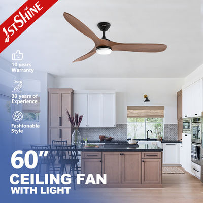 Holzblätter Kronleuchter Dunkler Walnuss Deckenventilator mit LED und Fernbedienung