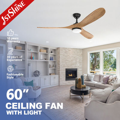 3 Holzblätter Deckenventilator mit LED Dimmbarer Licht Hotel Dekorativ Innenraum