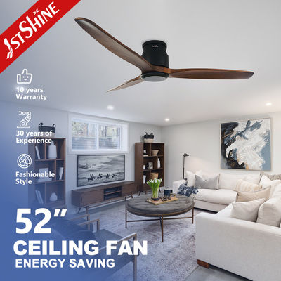 3-Blade Holzdeckenventilator mit intelligenter Fernbedienung und App-gesteuerter Flush Mount