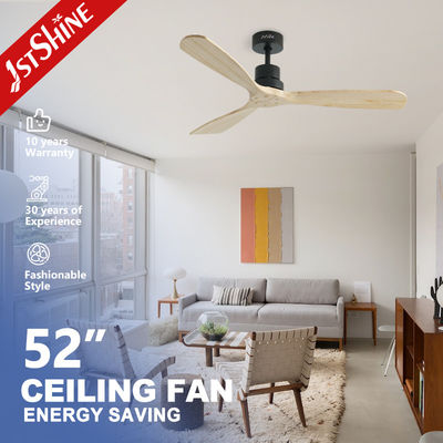 Energieeinsparender DC-Motor-Deckenventilator mit Naturholzblättern und intelligenter Fernbedienung