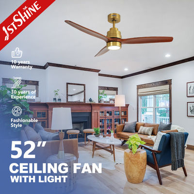 10- 1stshine LED Deckenventilator mit Gold Luxus Massivholz und verstellbare LED-Beleuchtung