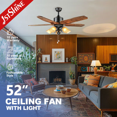 Guter Preis Unterstützung Dimmer 52 Zoll Deckenventilator mit 5 Holzblättern und Pull Chain 110-240V Eingang Online