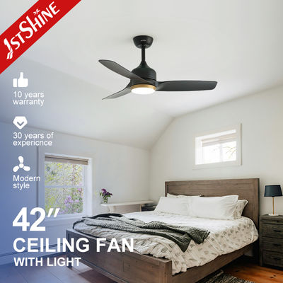 Guter Preis 42-Inch Modern Matte Black DC Ceiling Fan With LED Light For Bedroom Online