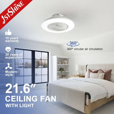 Moderner Schlafzimmer-Deckenventilator mit DC-Motor, 360° rotierendem Luftstrom und Fernbedienung für energieeffiziente Kühlung