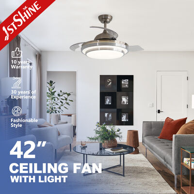 Guter Preis 42-Zoll Einziehbarer Deckenventilator mit integriertem LED-Licht und DC-Motor für das Heimbüro Online