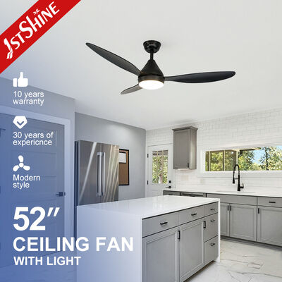 Guter Preis 52 Zoll schwarzer Matte-Low-Noise-Deckenventilator mit LED-Licht und Gleichstrommotor Online