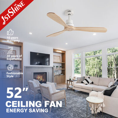 52 Inch Solid Wood Ceiling Fan with Remote Control and Energy-Efficient DC Motor