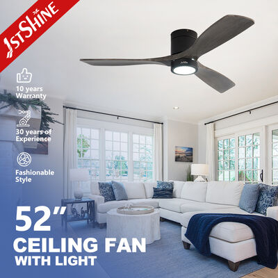 Guter Preis 52-Zoll-Deckenventilator aus Massivholz mit DC-Motor und optionaler LED-Beleuchtung für flache Deckenmontage Online
