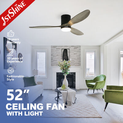 52 Zoll Massivholzblätter Flush Mount Deckenventilator mit LED-Licht für moderne Innenräume